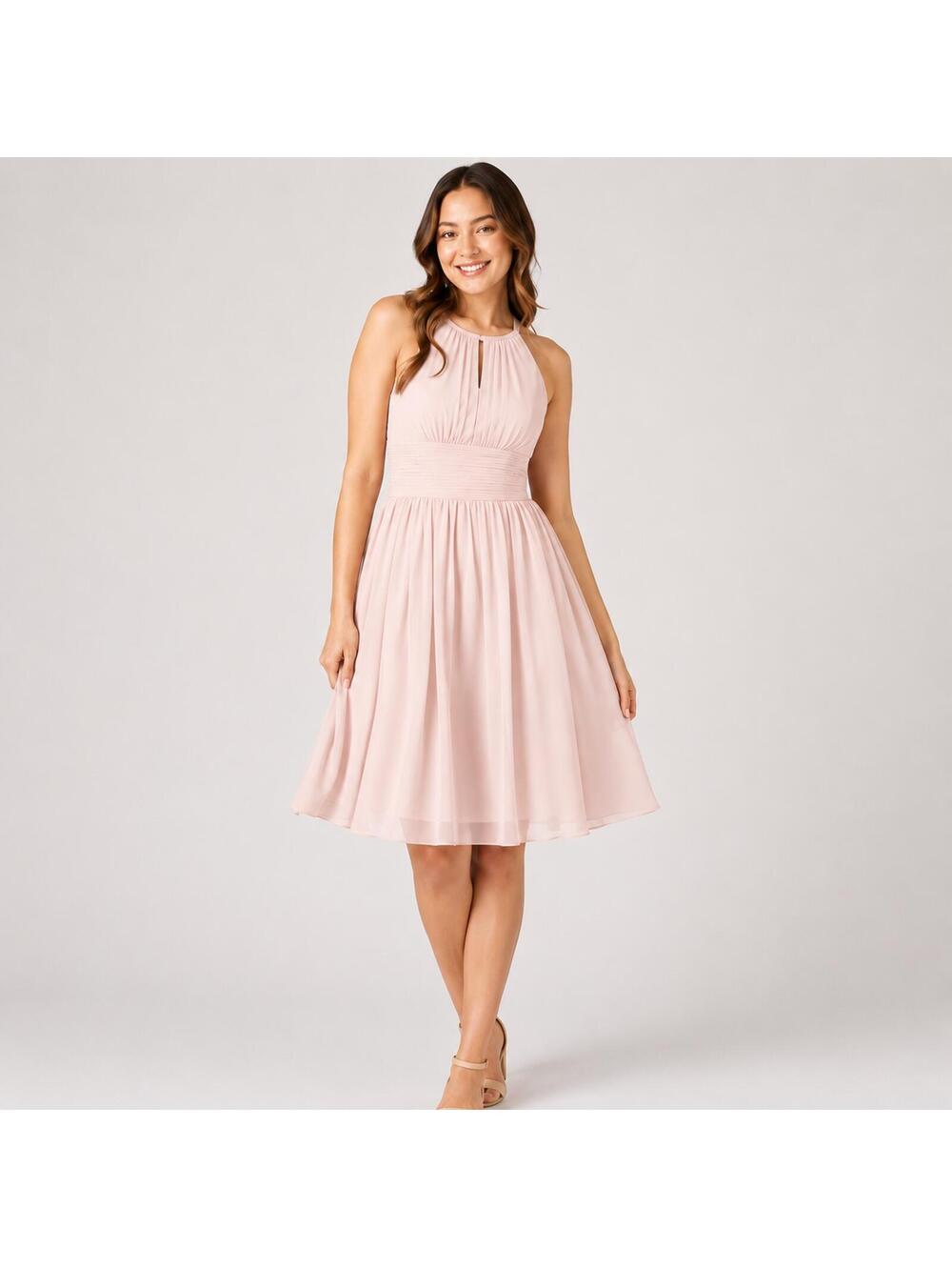 NWT Azazie Siobhan A-Line Pale Pink Chiffon Dress - Size A 10